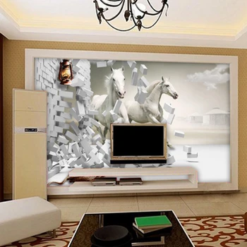 3D wallpapers for Wedding Room Horse 3D creative space TV background wall custom photo for Background wall Non Woven wall mural