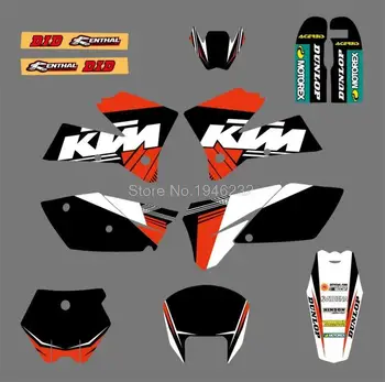 0073 Black&White NEW TEAM GRAPHICS WITH MATCHING BACKGROUNDS FIT FOR KTM SX 125/250/380 /400/520 2005-2006