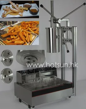 3 in 1) 5L Manual 3 Solid Holes Churros Maker Machine with Cutter + Working Stand + 12L 110v 220v Electric Deep Fryer