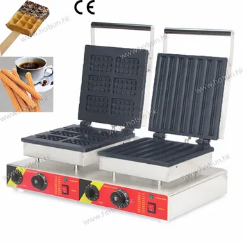Double Commercial Non-stock 110V 220V Electric Churros Machine and Square Lolly Waffle Stick Maker Machine