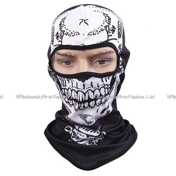 10pcs/lot Quality Skeleton Mask Balaclava One Hole for Men Black Full Face Masks Mens Camping Hunting Skull Balaclavas Beanies