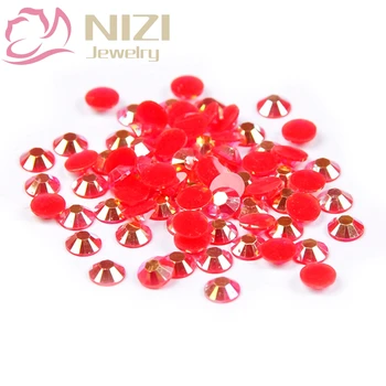 Crystal Resin Non Hotfix Round Flatback Rhinestones For 3D Nail Art Decorations Glitter Stone 2-6mm Red AB Color 2016 New Design