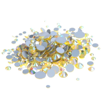 Glass Gems Crystal Rhinestones For Nails ss3-ss30 And Mixed Citrine AB Strass 3D Nail Art Jewelry Design Glitter Decorations