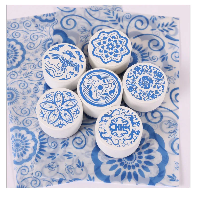 CCINEE 6 Styles Flower Wood Stamp 4cmx4cmx2.5cm Size Used For Gift Decoration Wooden Rubber Stamp