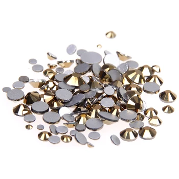Flatback Crystal Strass Glass Rhinestones Non Hotfix Stones Aurum Color Gold Coating ss3-ss40 All Sizes Mixed For Nail Art
