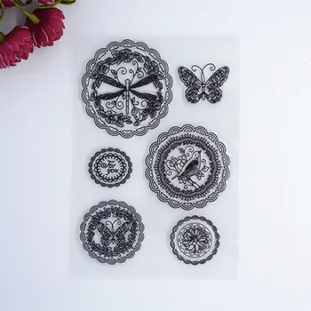 New Scrapbook DIY Photo Album Cards Transparent Acrylic Silicone Rubber Clear Stamps Sheet Lace Butterfly
