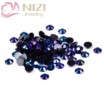 2016 New Arrive Resin Rhinestones 2-6mm Purple Black AB Color Glitter Non Hotfix Flatback For Nail Art DIY Design Decorations