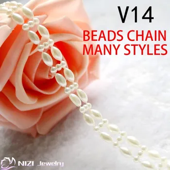 Imitation pearls chain flatback resin material beads chain many styles to choose for clothes wedding dresses