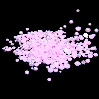 1.5-10mm Light Purple AB Resin Half Round Craft ABS Imitation Pearls Scrapbook Beads For 3D Nails Art Backpack Design Decoration
