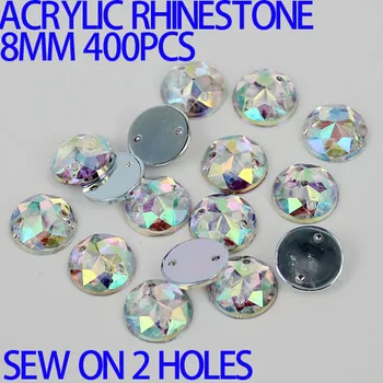 AAA crystal AB Color Superior Taiwan Acrylic Flat Back Stones Round Circle Shape Acrylic Rhinestone Sew On 2 Holes many sizes