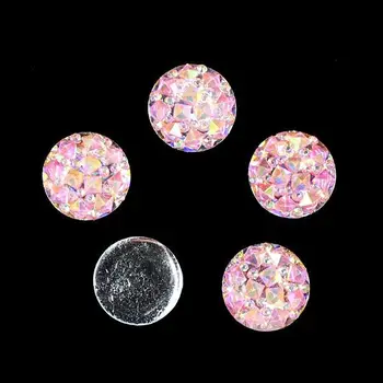 Resin Stone Beads 100pcs 16mm Round Shape Flatback Resin Gems Resin Rhinestones Glue On Diy Accessories High Luster Rhinestones