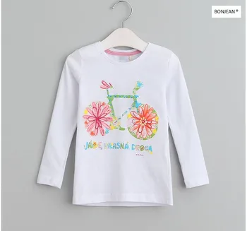 YGW61256820 Retail 2017 Summer Baby Girls Tops Solid Print Bicyle Toddler Girls Tees Full Sleeve Girl Clothes Fashion