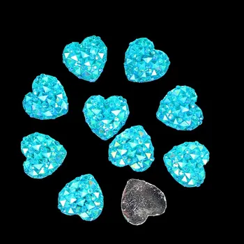 High Luster Resin Beads 12mm Heart Shape Flatback Resin Gems Fashion Rhinestone Beads Glue On Diy Decoration Material New Beads