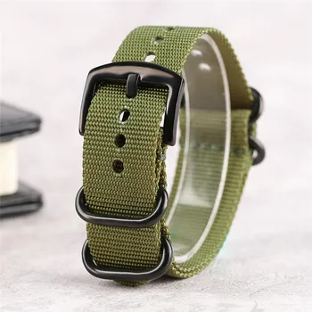 Cost-effective Black Army Green Nylon Watch Band Pin Buckle 20/22/24mm Ourdoor Soft Military Sport Replacement