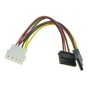 4Pin Molex Male 1 to 2 SATA Female Power Supply Extension Cable IDE Power Port to Dual 15Pin SATA Y Splitter