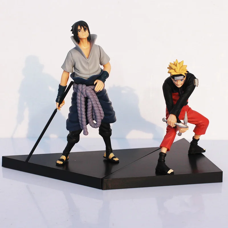 2Pcs/Set Naruto Figures Uzumaki Naruto+Uchiha Sasuke PVC Action Figure Toy 12-14cm Model Dolls