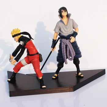 2Pcs/Set Naruto Figures Uzumaki Naruto+Uchiha Sasuke PVC Action Figure Toy 12-14cm Model Dolls