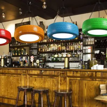 Retro color tire pendant loft Cafe cafe bar creative studio bar personality living room ceiling lamp