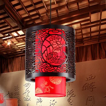 Vintage Chinese Wood Sheepskin Carve Lanterns Droplight Sitting Room Corridor Wine Shop Lighting Ceiling Lamp Party Light