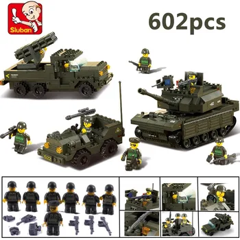 Sluban DIY Block eductional Building Blocks Sets Military Army Tank children DIY Kids Toys Christmas Gifts compatible with .