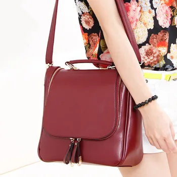 Multifunctional knapsack Young girls satchels bags+ handbag + shoulder bag for shopping or party with tassel
