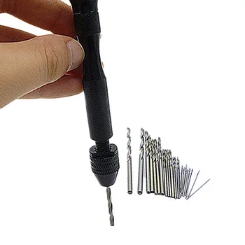 25 Pcs Micro Drill HSS Twist Drill Bits Set with Aluminum Hand Drills Tools For Crafts Jewelry Watch Making --M25