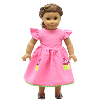 American Girl Dolls Clothing Yellow Pink Retro Princess Dress for 18 inch Doll Clothes Accessories Girl Doll Gift X-32