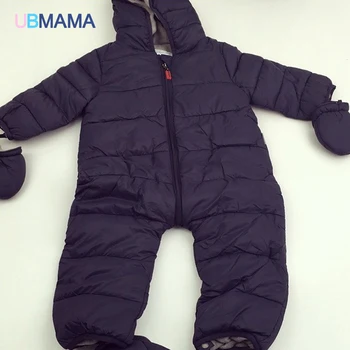 Baby winter jumpsuits quilted thickening and velvet jumpsuits ha clothing climb clothes can remove the gloves set foot