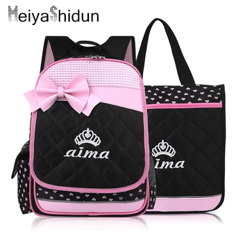 MeiyaShidun Fashion Children School Bag Infantil Bolsas Nylon Backpack Set Princess Kid Cute Printing Backpacks for Teenage Girl
