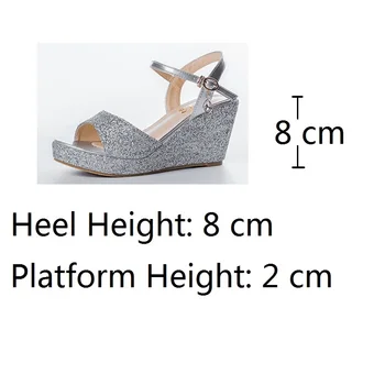 2017 Size 30-43 Fashion Gold Silver Sexy Women Wedges Sandals High Heels Ladies Pumps Shoes Woman Summer Style Chaussure Femme