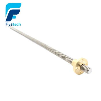 New Trapezoidal Screw THSL-300-8D Lead Screw Dia 8MM Thread 8mm Length 300mm With Copper Nut