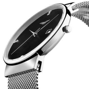 GUANQIN Luxury Brand Business Casual Black Stainless Steel Quartz Watch Men Fashion Calendar Waterproof Wristwatch Montre Homme