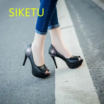 SIKETU 2017 Spring and autumn high heels shoes Career sex women shoes Wedding shoes Fish mouth sandals pumps g017
