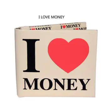 2017 Creative Cartoon I Love Money Written Words Men Wallets 3D Canvas Multi-Functional Student Coin Purse Card Holder Clutch