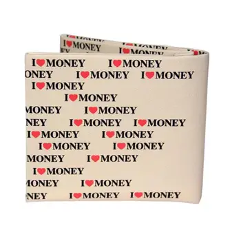 2017 Creative Cartoon I Love Money Written Words Men Wallets 3D Canvas Multi-Functional Student Coin Purse Card Holder Clutch