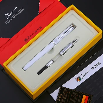 Picasso Pimio M68 Luxury Red and Silver Clip Roller Ball Pen + 0.38mm Extra Fine Nib Fountain Pens with Original Gift Case