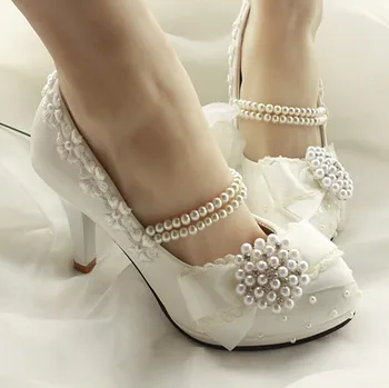 2017 new high-heeled Satin wedding shoes white bride and Bridesmaid Wedding Shoes Fashion Women's pumps shoe ladies shoe