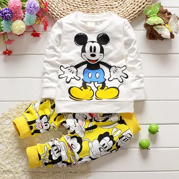 New children clothing baby cotton long-sleeved pants suit boys clothes Cartoon Mickey clothing set