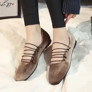 Women Flat Shoes New Spring Female Women Shoes Flats Sexy Party Casual Office Women Shoes Ladies Square Toe Shoes Size 35-39