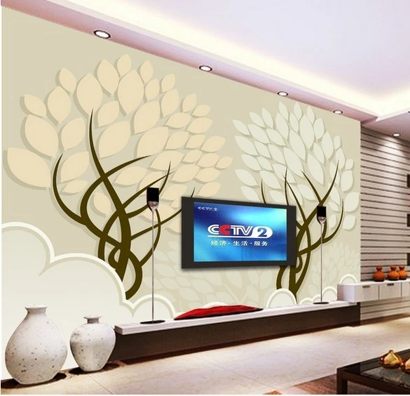Modern minimalist fashion and elegant living room wallpaper tree abstract background wall mural wallpaper