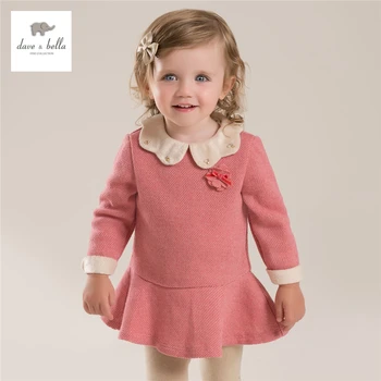 DB3942 dave bella autumn fall baby girl latest peter pen collar cute dress girls lolita dark pink birthday dress