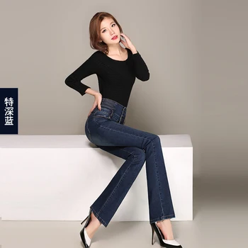 New Spring Autumn Summer 2016Tall Waist Jeans Female Show Thin Little Bell Bottoms Cultivate one's morality Long Pants TideG1385