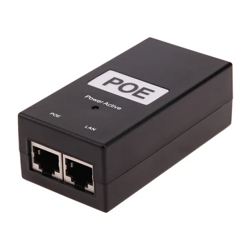 48V 0.5A 24W Desktop POE Power Injector 10/100Mbps Power Supply Input 100V-240V Ethernet Adapter Surveillance CCTV