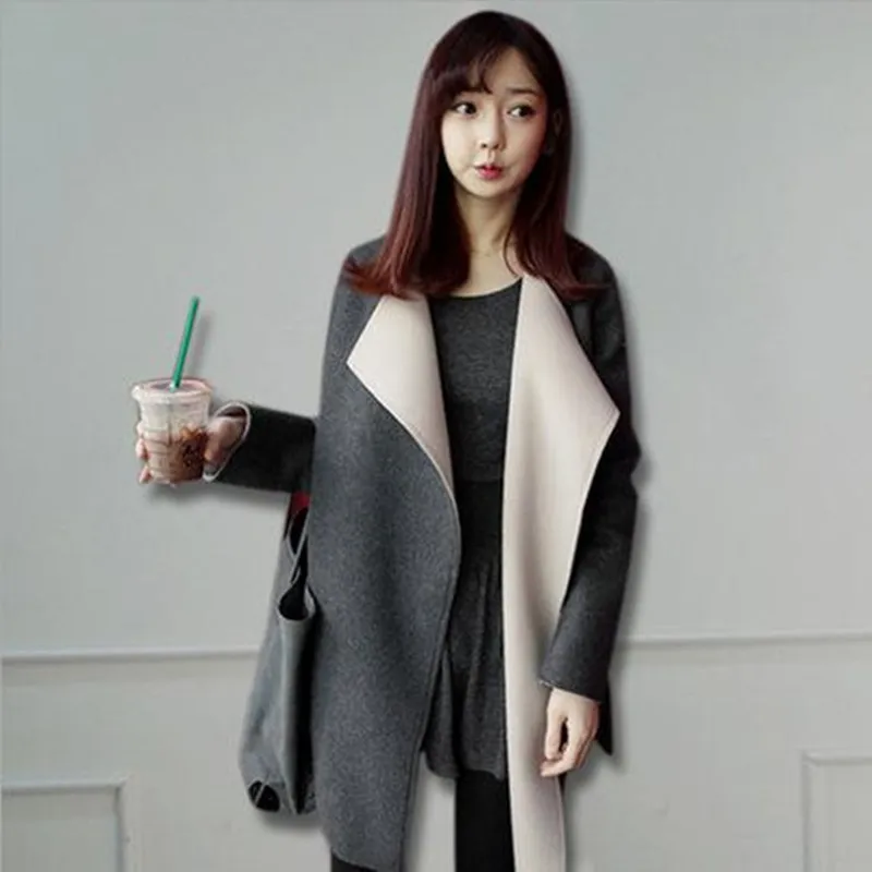 Pregnant latest autumn and winter fashion large lapel fitted jacket and long sections woolen coat maternity clothes