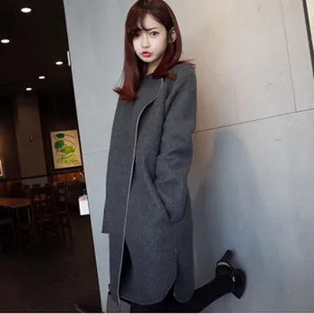 Pregnant latest autumn and winter fashion large lapel fitted jacket and long sections woolen coat maternity clothes