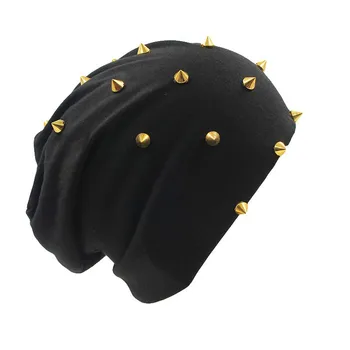 2017 New Black Stud Rivet Beanies Hat For Men Women