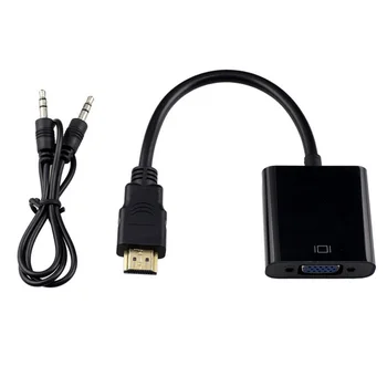 HDMI TO VGA With Audio Cable Adapter,Gold Plated High-Speed 1080P HDMI to VGA Converter Adapter Male to Female For PC Laptop