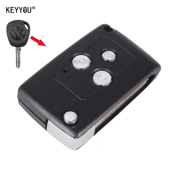 KEYYOU With LOGO 3 Button Modify Flip Folding Remote Car Key Replacement Case FOB Shell For LADA