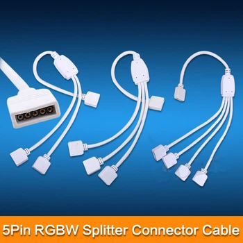 5 pin RGBW Connector 1 TO 2/ 3 /4 Splitter female extension wire cable For RGB led strip For 3528/5050 LED RGB Strip,