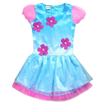 Trolls Poppy Girls Dress Costume Cosplay Girls Wig Lace Dress For Girl Bobo Choses Clothing Kids Trolls Dresses Children Clothes